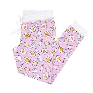 Little Sleepies Women’s Pajama Pants Sm Pink Breakfast Eggs Milk Bamboo Lounge